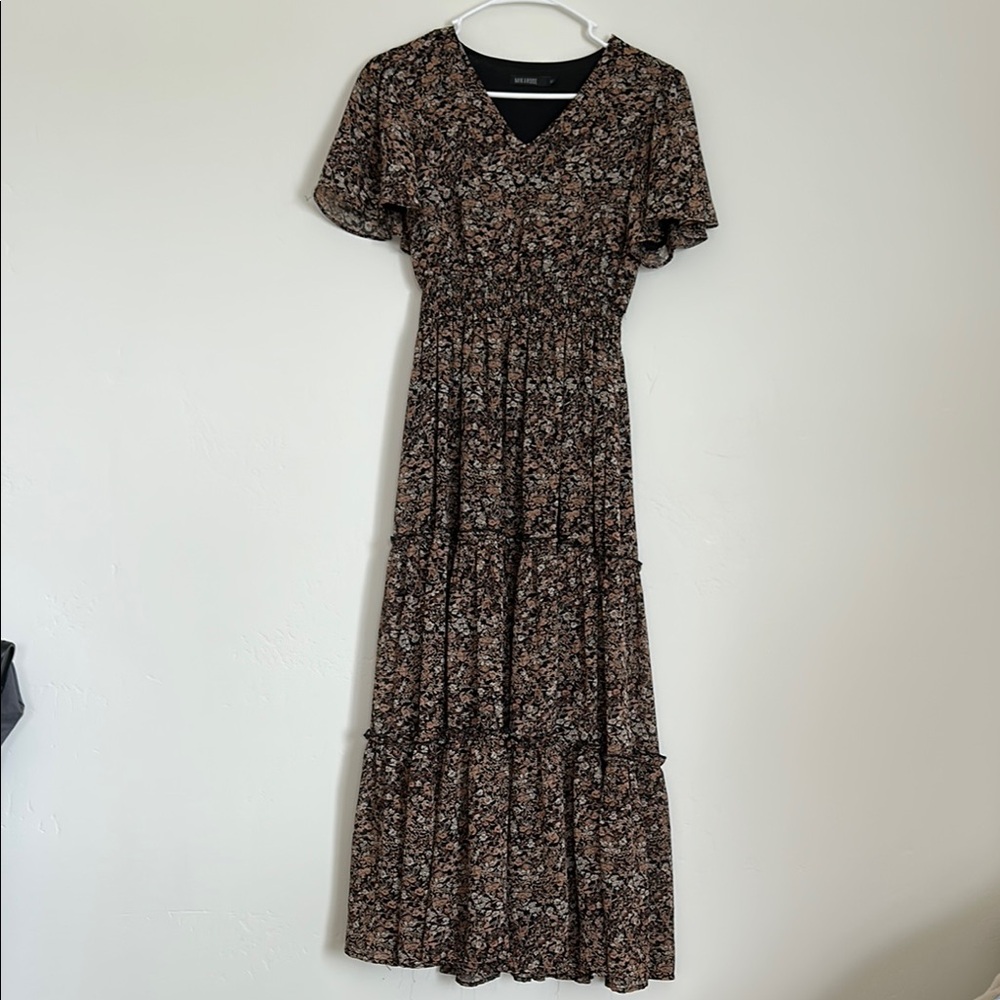 Mika rose Floral Black Dress